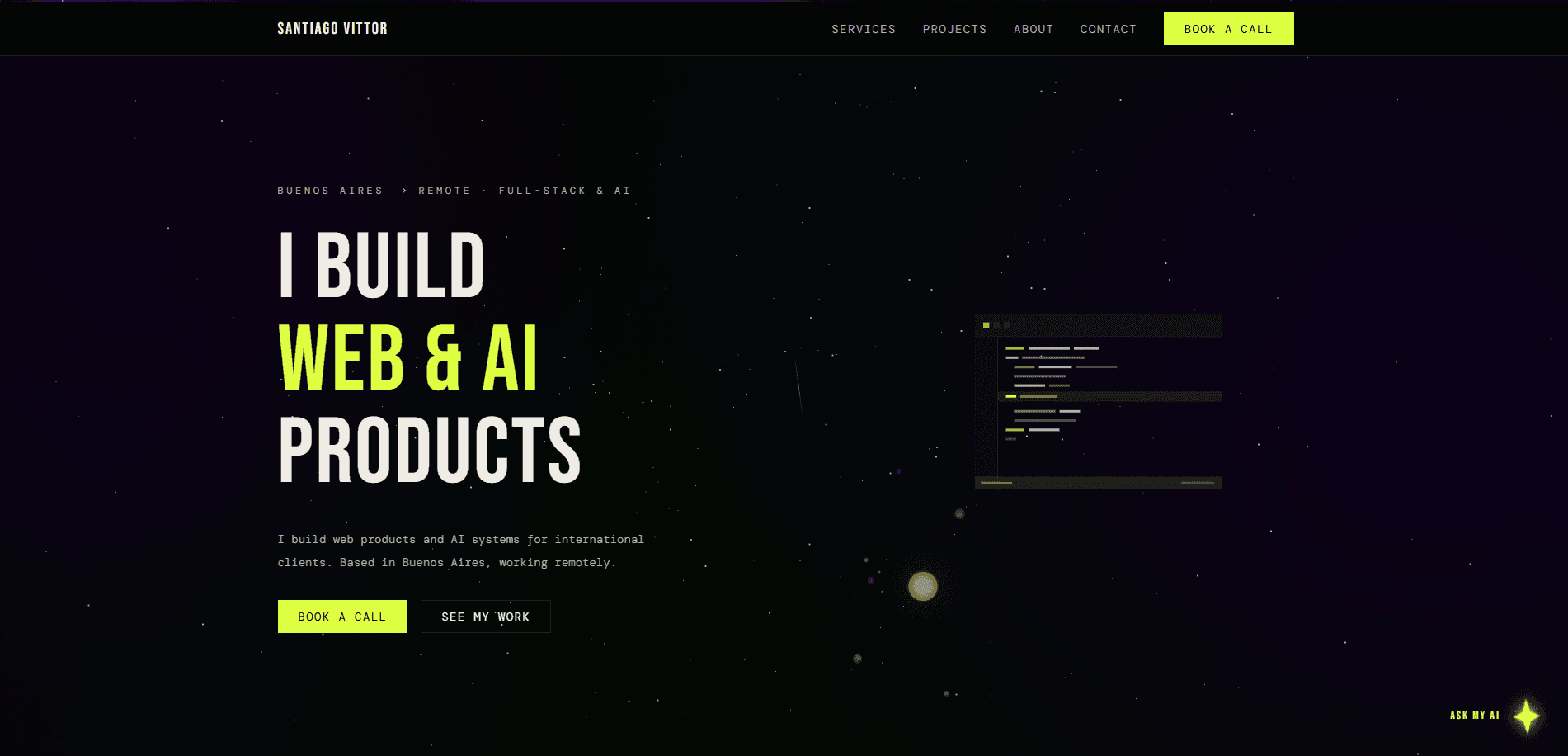 Homepage of santiagovittor.store
